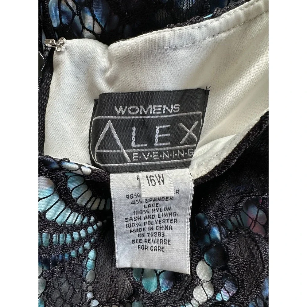 Alex Evenings Black Floral Lace‎ Sheath Dress 16W Mother of the Bride Guest